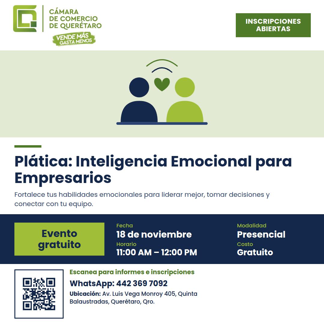 Plática Inteligencia Emocional para Empresarios del 18 de noviembre de 2026